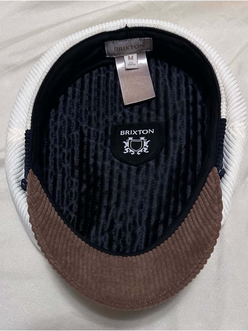 Women’s Brixton Two-Tone Corduroy Fisherman Cap White & Brown - Picture 2 of 4